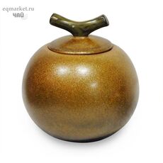 Чайница фарфоровая золотая, цветная глазурь