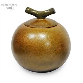 Чайница фарфоровая золотая, цветная глазурь